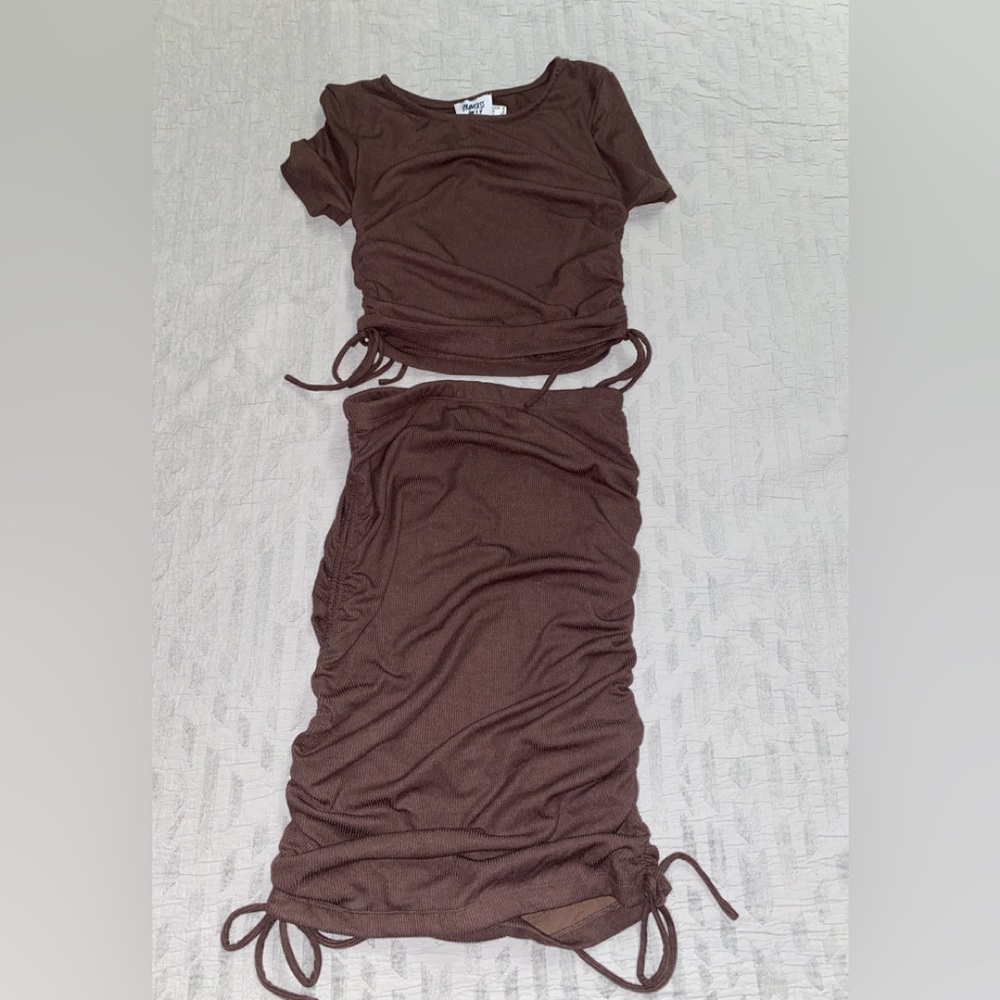 Princess Polly Chocolate Ruched Midi Skirt Set
